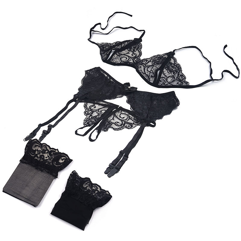 Lace Bralette Set - 1 세트 여성용 레이스 란제리, 슬링