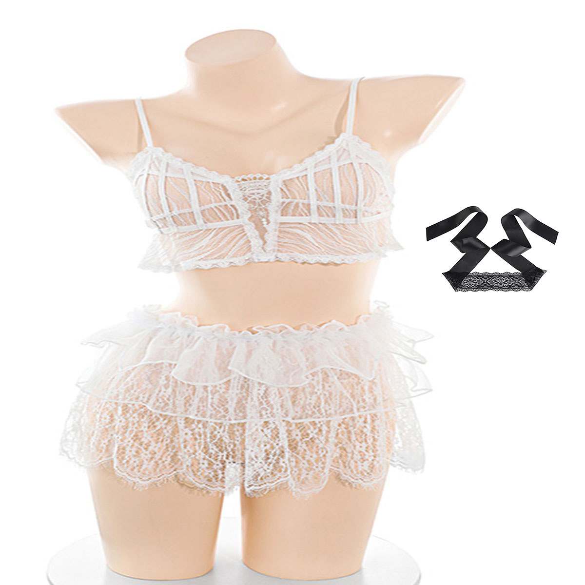Lace Bralette Set - LISM 여성용 스위트 시어 레이스 란제리