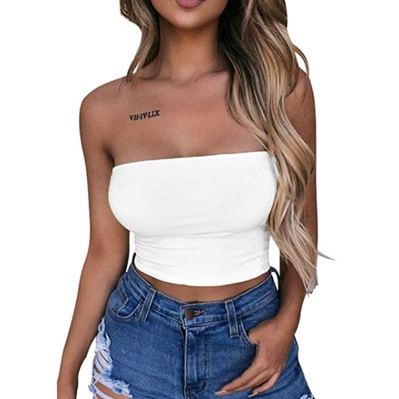 여성용 섹시한 끈 없는 오프 숄더 크롭 튜브 탑, 단색 - T Shirt Bra Seamless 리뷰 및 가격